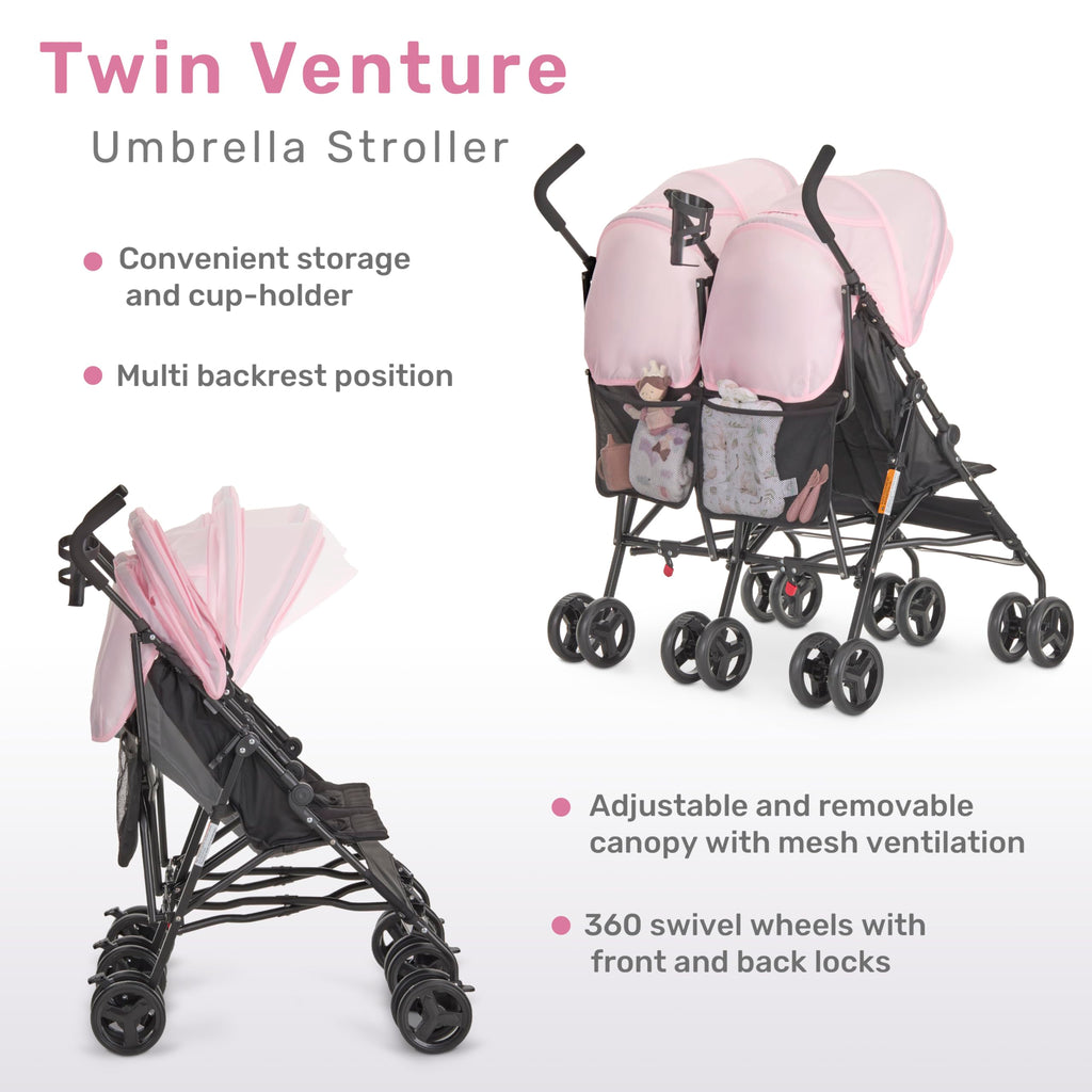 Pink Umbrella Stroller with Adjustable Canopy T918