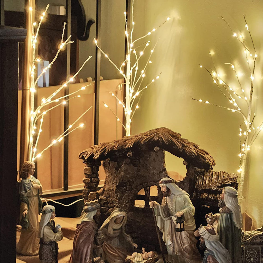 Lighted Birch White Tree Branches 33IN 180LED with Timer I834