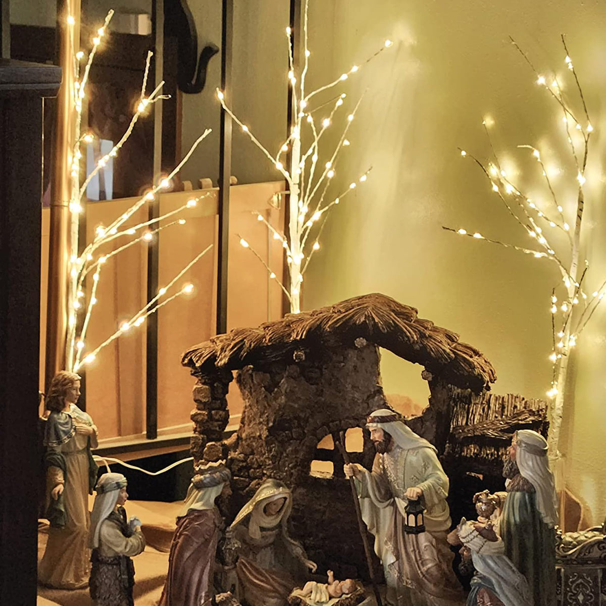 Lighted Birch White Tree Branches 33IN 180LED with Timer I834