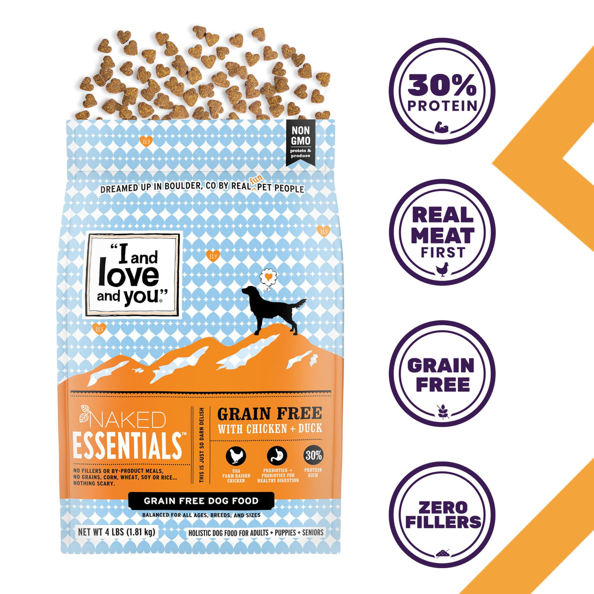 Chicken Duck Dry Dog Food 4lb Bag M305655