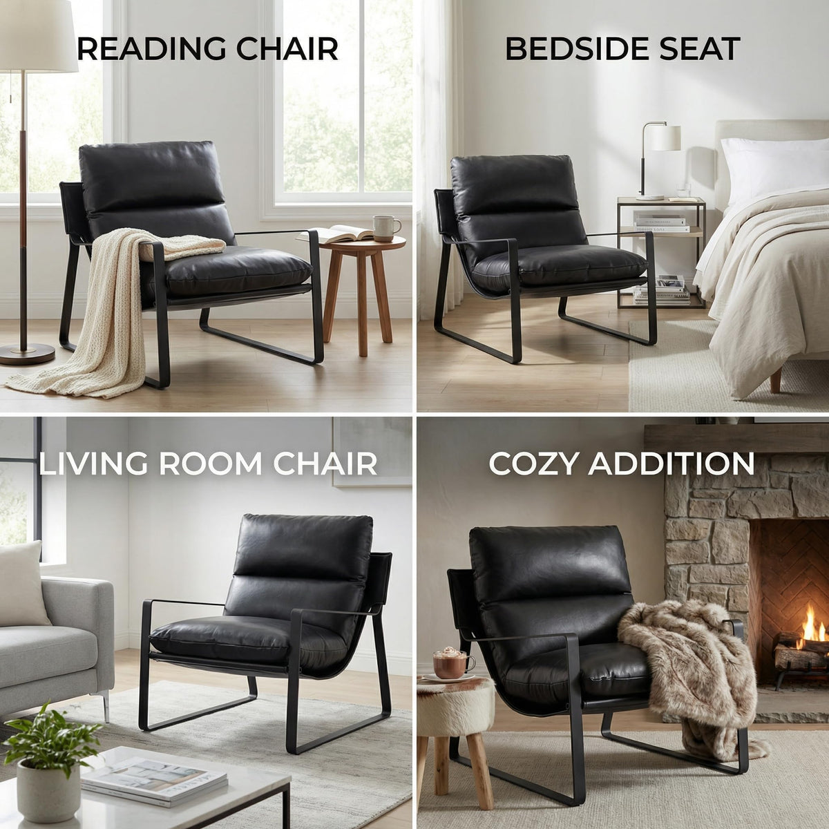 Black PU Leather Accent Armchair N501