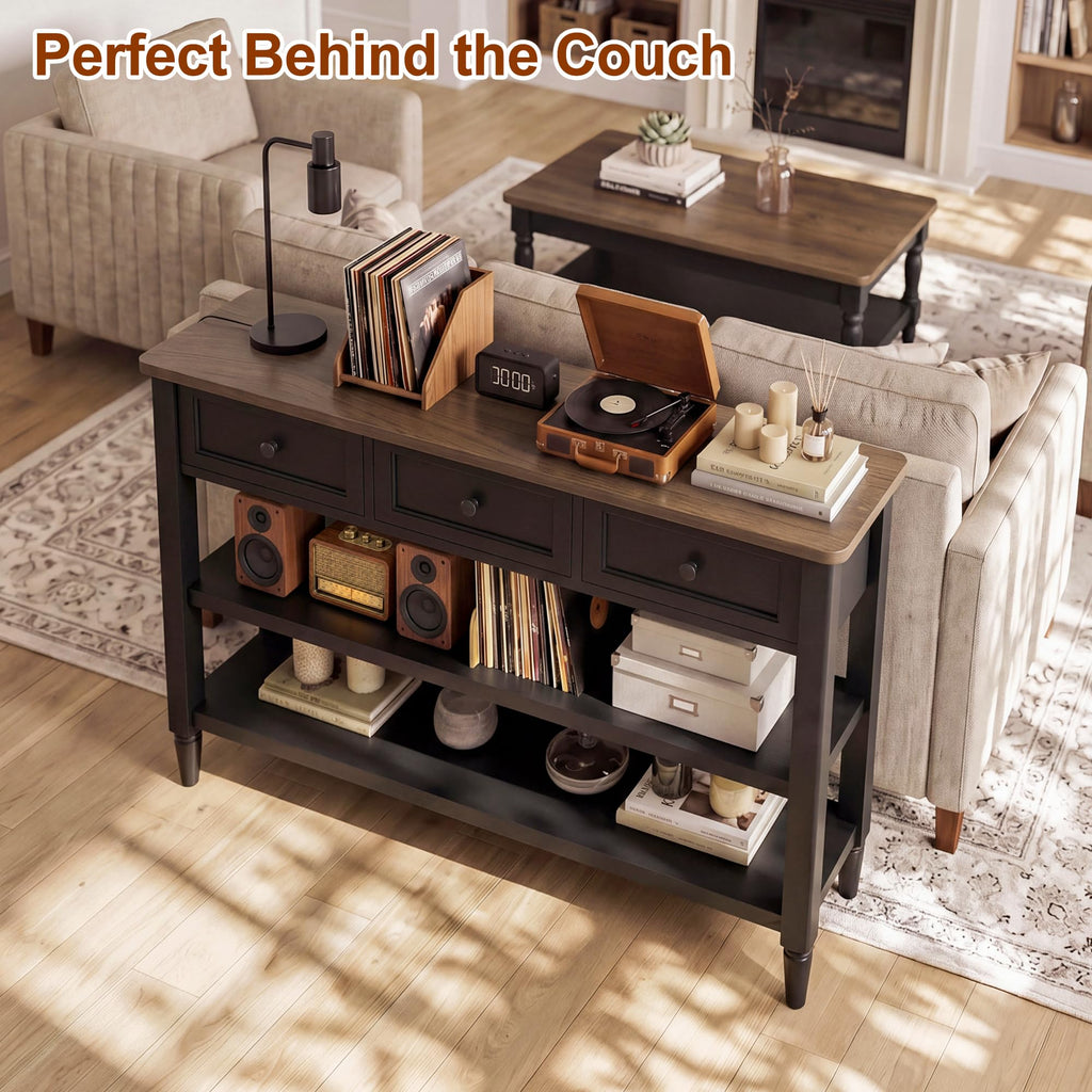 43" Narrow Console Table with 3 Drawers and 2 Shelves J24827