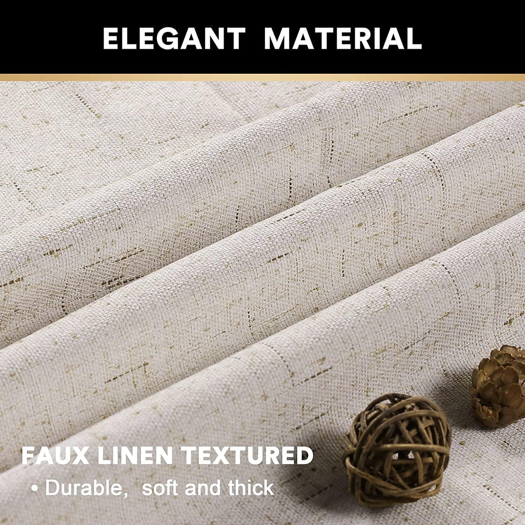 Blackout Curtains 84 Inches Long Faux Linen Thermal Insulated W100 X L84 Inch V803