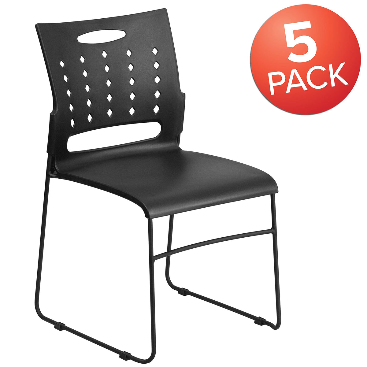 Black Stacking Chairs Set of 5 S702