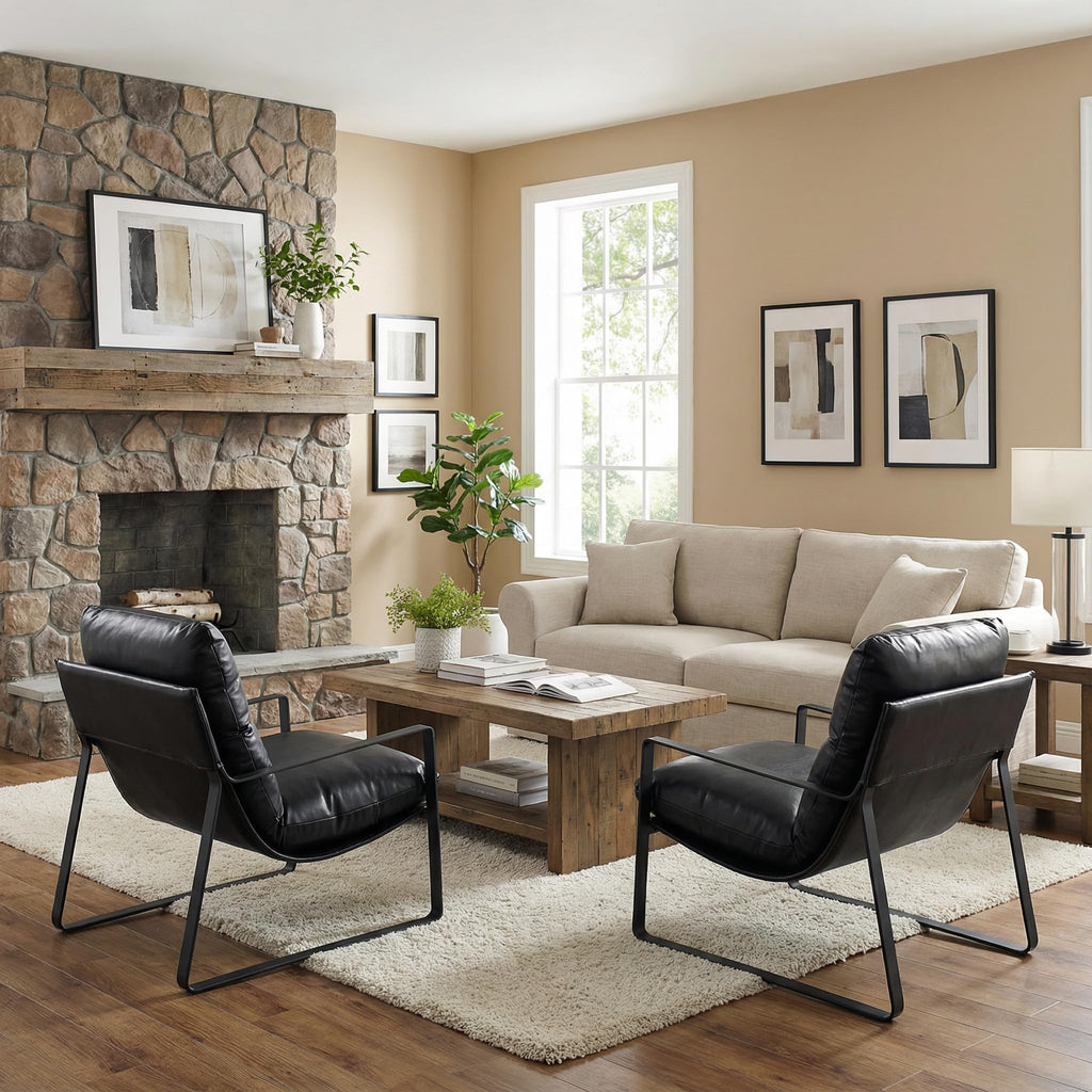 Black PU Leather Accent Armchair N501