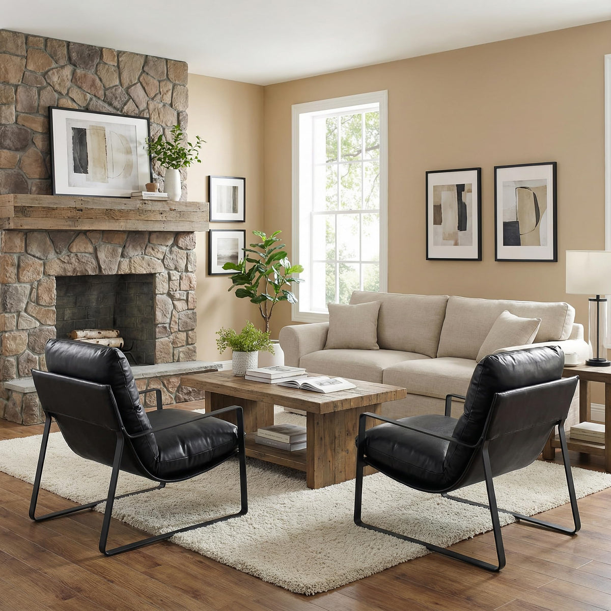Black PU Leather Accent Armchair N501