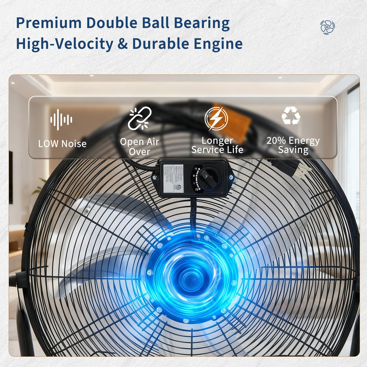 20 inch 3-Speed Metal Industrial Floor Fan W78242