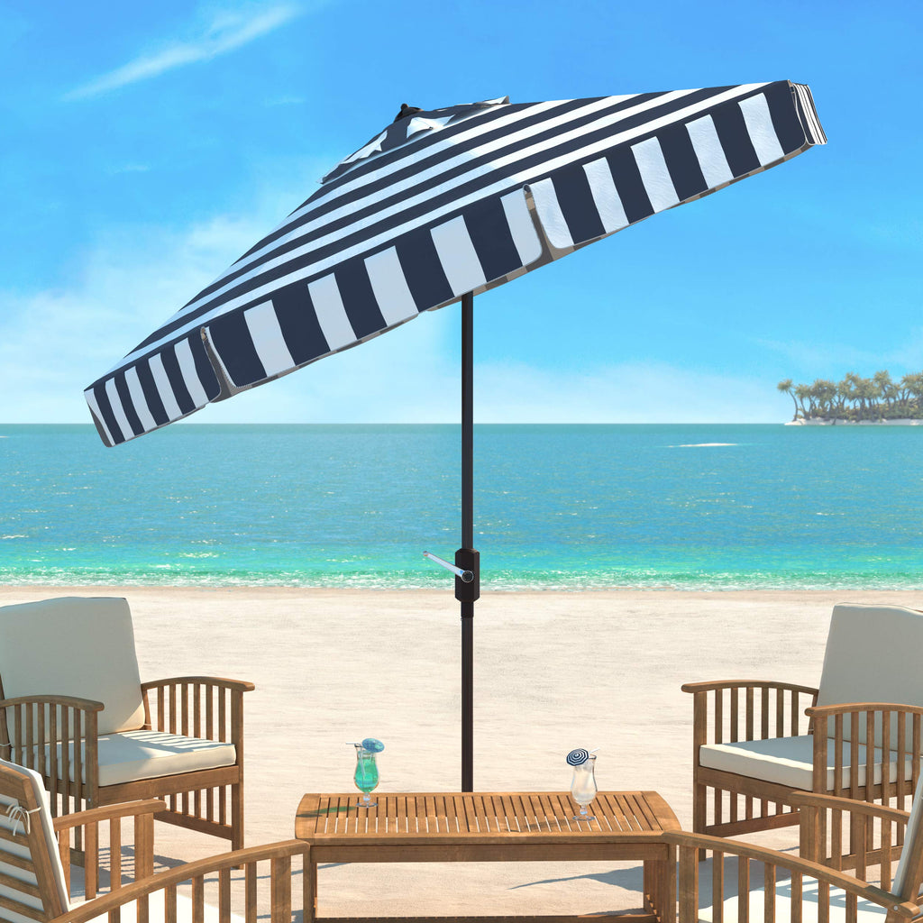 9 ft Navy White Patio Umbrella V64202