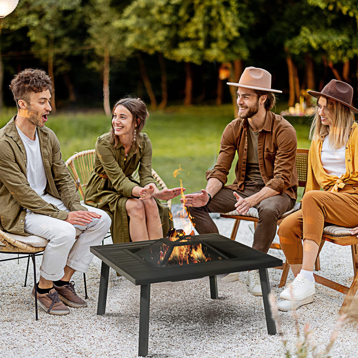 34-Inch Wood Burning Fire Pit with Grill K1507