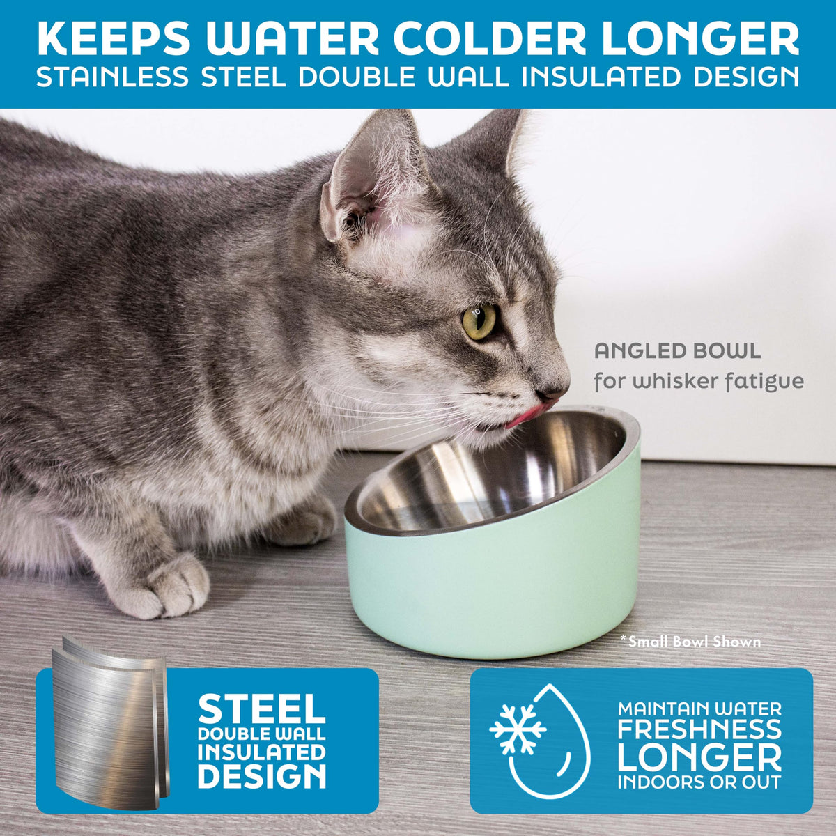 Stainless Steel Slanted Dog Cat Food Bowl 8 oz H952217