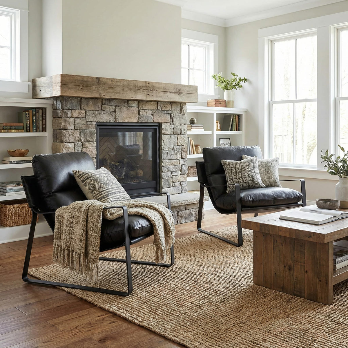 Black PU Leather Accent Armchair N501