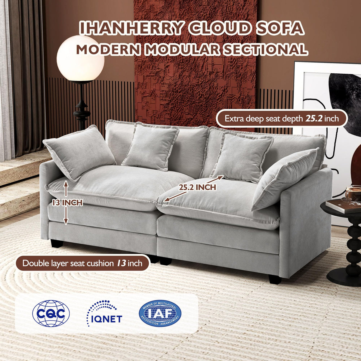 77 Inch Grey Chenille Loveseat C244121
