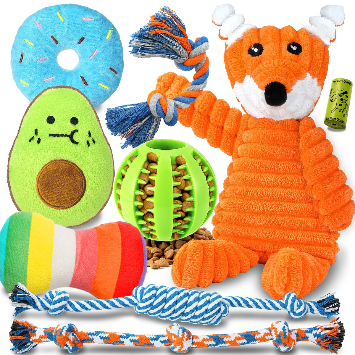 9 Pack Puppy Chew Toys with Rope Y331