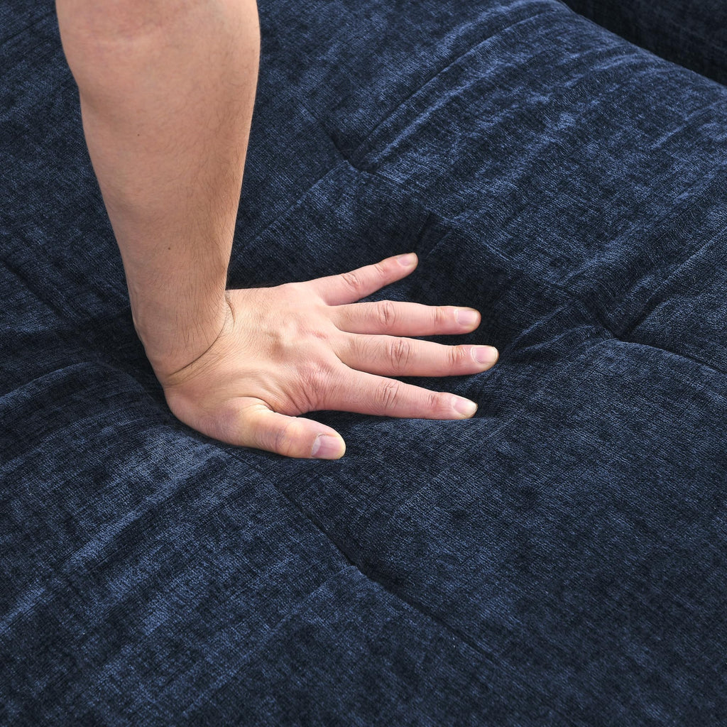 108'' Chenille Navy Blue L-Shaped Sectional Sofa with Storage Ottoman E9823