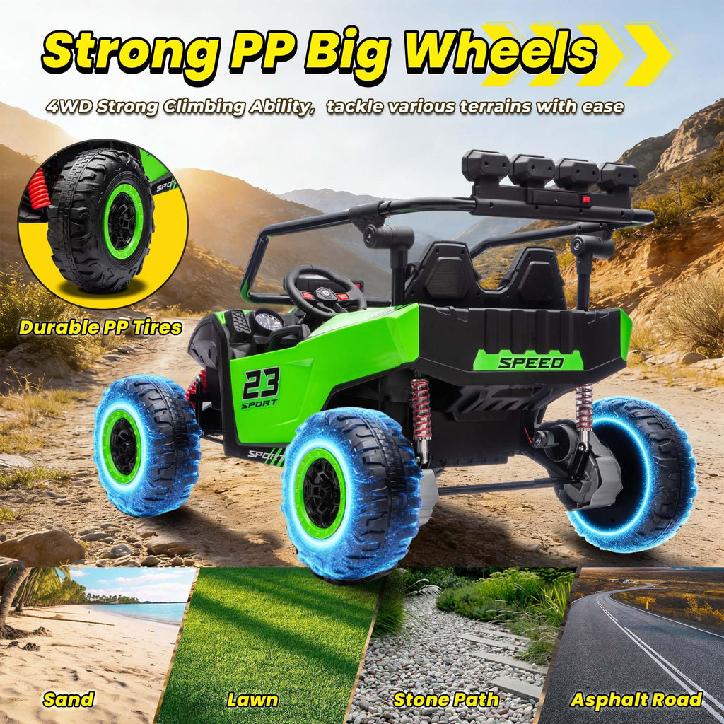 2-Seater Kids UTV with 4x200W Motor, 3-6MPH, Green U785