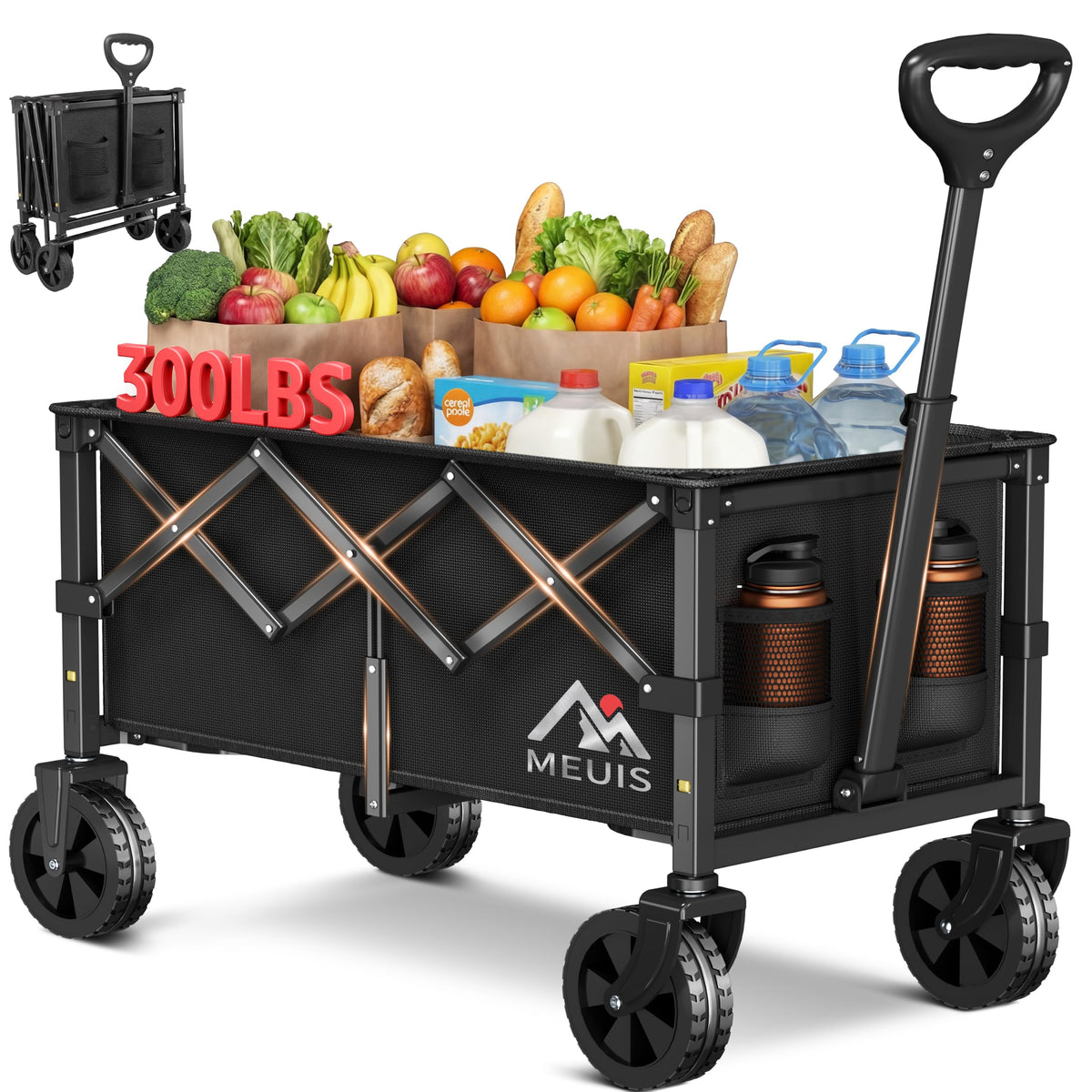 Collapsible Grocery Wagon Cart with Wheels B848