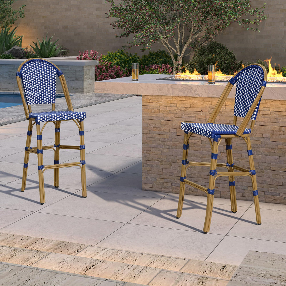 Set of 4 30" Rattan Bar Stools A439251