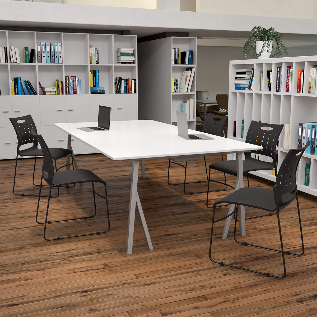 Black Stacking Chairs Set of 5 S702