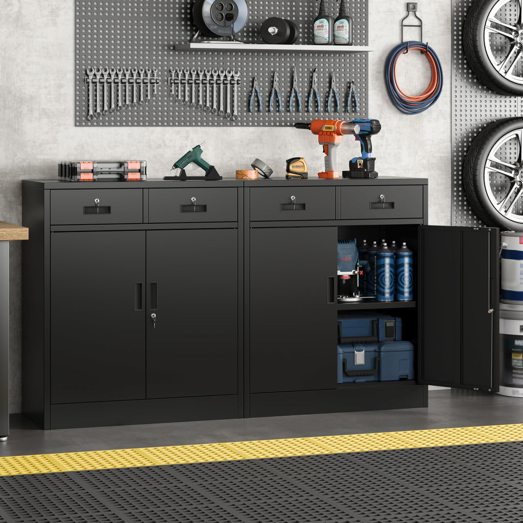 Metal Storage Cabinet with 2 Drawers & Shelves F233