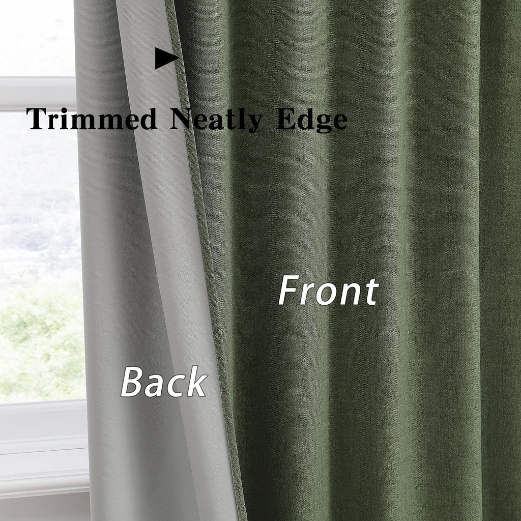 Dark Olive Green 96 Inch Blackout Curtains 2 Panels Set W4132